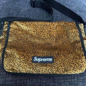 Supreme Leopard-Print Messenger Bag in Mustard and Black